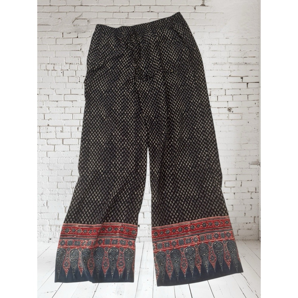 LAUREN Ralph Lauren Size 8 Boho Culotte Pants POCKETS Elastic Waist Drawstring - Picture 2 of 4